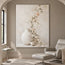 Ivory Hand-Painted Oil Painting, Trailing Blossoms and Pale Vessels #5LFVTUHO