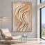Peach Cream Hand-Painted 3D Textured Oil Painting, Sinuous Ridges Wall Art #TFAXNVHH