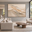 Cream & Beige Hand-Painted 3D Textured Oil Painting, Flowing Neutral Abstract Wall Art #75VVTF8C