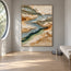 Earth-Tone Hand-Painted 3D Textured Oil Painting, Winding Blue-Gray Flow #KHMVTZFC