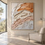 Ivory and Peach Hand-Painted 3D Textured Oil Painting, Layered Organic Abstract #QOJT9JV1