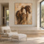 Brown and Cream Hand-Painted Oil Painting, Cowgirl Beside a Horse #JD6LI4AH