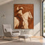 Brown and Ivory Hand-Painted Oil Painting, Cowgirl with Lasso on White Horse #2F4THA0A