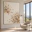 Cream Hand-Painted Oil Painting, Sweeping Leaves with Muted Blue Accents #03M1QDNU