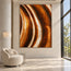 Amber Brown Hand-Painted 3D Textured Oil Painting, Flowing Streaks Wall Art #77Z7AGGF