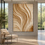 Cream Hand-Painted 3D Textured Oil Painting, Flowing Ribbon Abstract #3SILN1UH