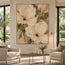 Cream Hand-Painted Oil Painting, Oversized Floral Blooms and Olive Leaves #NT8H5PRP
