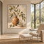 Earth-Tone Hand-Painted Oil Painting, Fruiting Branches in an Ochre Vase #U8CNUSTV