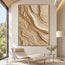 Beige Hand-Painted 3D Textured Oil Painting, Layered Contours Wall Art #CVIFU9CW
