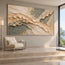 Cream and Sage Gray Hand-Painted 3D Textured Oil Painting, Diagonal Relief Bands #6ICH5UVP
