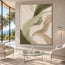 Cream and Sage Hand-Painted Oil Painting, Flowing Abstract Ribbons #4Y2HPFDD