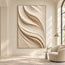 Ivory Hand-Painted 3D Textured Oil Painting, Sweeping Folds Wall Art #VZQ7TCW3