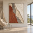 Ivory and Rust Hand-Painted 3D Textured Oil Painting, Diagonal Layered Abstract #6XM3ALEN