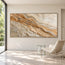Cream Ochre Hand-Painted 3D Textured Oil Painting, Diagonal Ridge Wall Art #C36FRQTN