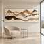Cream & Brown Hand-Painted 3D Textured Oil Painting, Panoramic Mountain Landscape Wall Art #L7N7S073