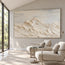 Ivory Hand-Painted 3D Textured Oil Painting, Mountain Peaks Beneath a Soft Gray Sky #0MQBQEM1