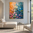 Blue and Coral Hand-Painted Oil Painting, Expressive Color Field #WWMNSDR4