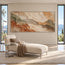Cream and Terracotta Hand-Painted 3D Textured Oil Painting, Broad Organic Bands #LT43B3PW