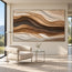 Brown Cream Hand-Painted 3D Textured Oil Painting, Rolling Strata Wall Art #WMVP53K9