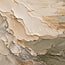 Cream and Olive Hand-Painted 3D Textured Oil Painting, Interlocking Abstract Layers #5NBBMJRS