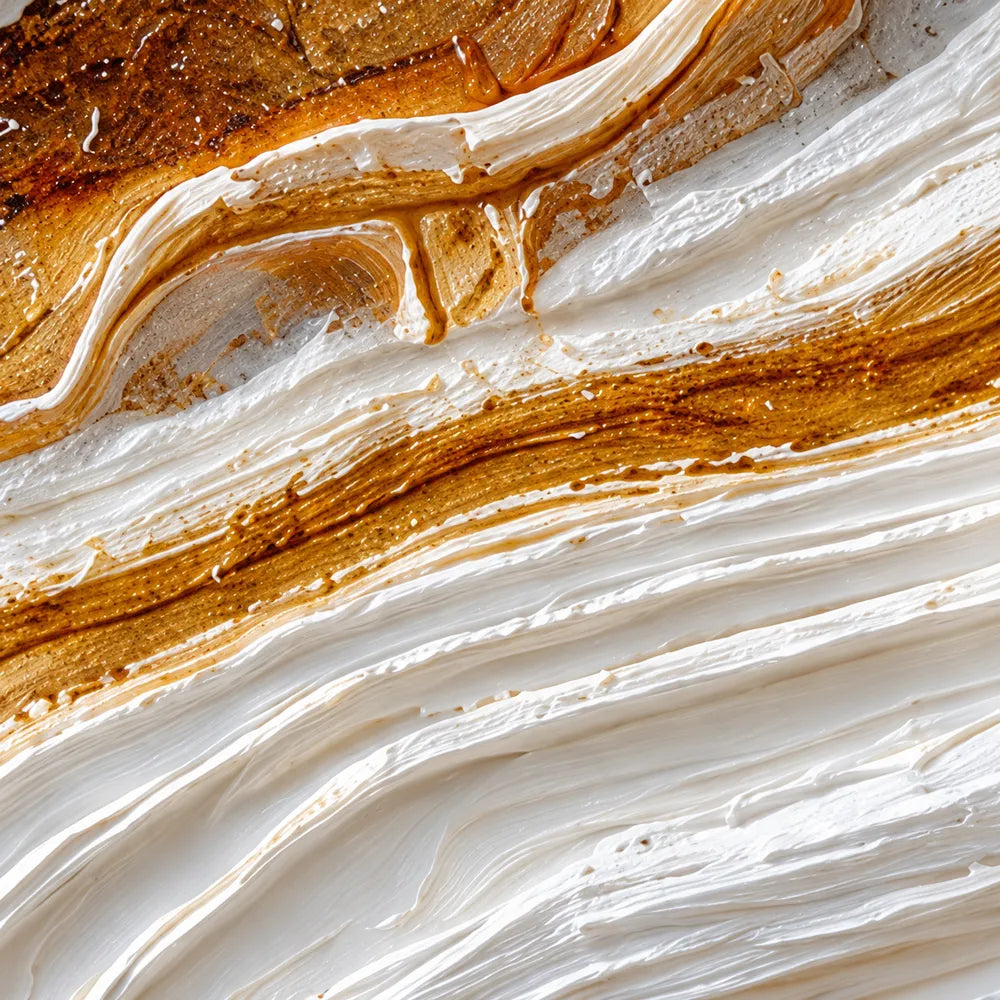 White Gold Hand-Painted 3D Textured Oil Painting, Flowing Veins Wall Art #1VPH1ZGA