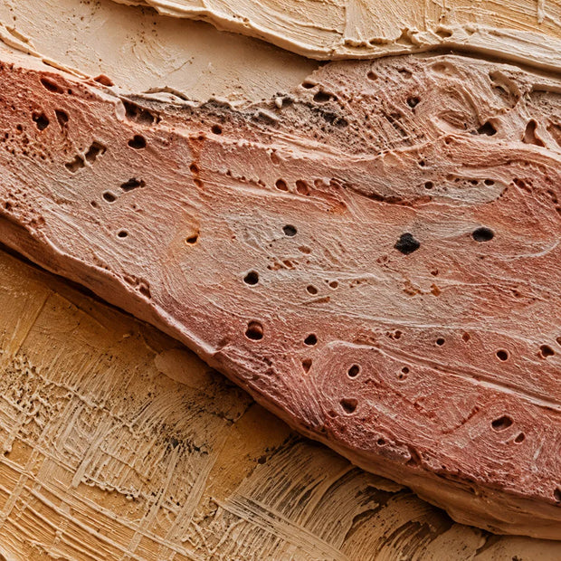 Ivory Tan Hand-Painted 3D Textured Oil Painting, Eroded Layers Wall Art #9RAVTEF6