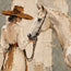 Beige Hand-Painted Oil Painting, White Horse with a Hat-Wearing Figure in a Long Dress #YP23T758