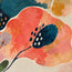Multicolor Hand-Painted Oil Painting, Coral and Lilac Botanical Abstract with Fine Stems #T9RL2OLH