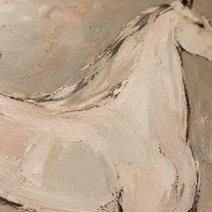 Beige & Cream Hand-Painted Oil Painting, Three Horses in a Modern Equestrian Composition #HIPLCPC8