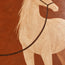 Rust Hand-Painted Oil Painting, Woman and White Horse in a Desert Landscape #O1EDDVZ6