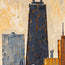 Beige Gold Hand-Painted Oil Painting, Autumn Waterfront Wall Art #CW3XQNK2