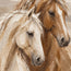 Cream & Brown Hand-Painted Oil Painting, White and Chestnut Horse Portrait #R4TZLUV7