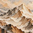 Beige and Charcoal Hand-Painted 3D Textured Oil Painting, Mountain Ridges in Mist #QUDVWPH3