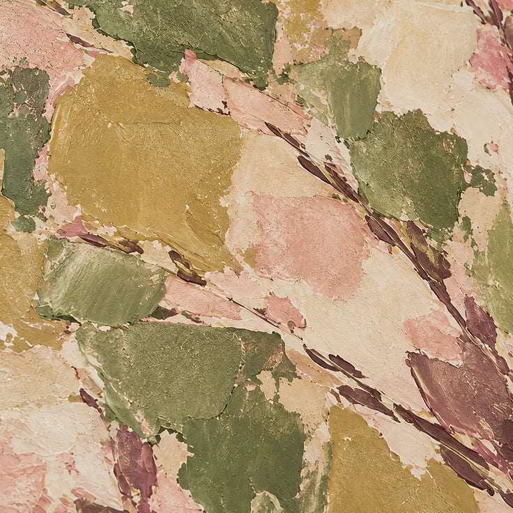 Olive and Blush Hand-Painted Oil Painting, Sweeping Botanical Branches #8PND22D9