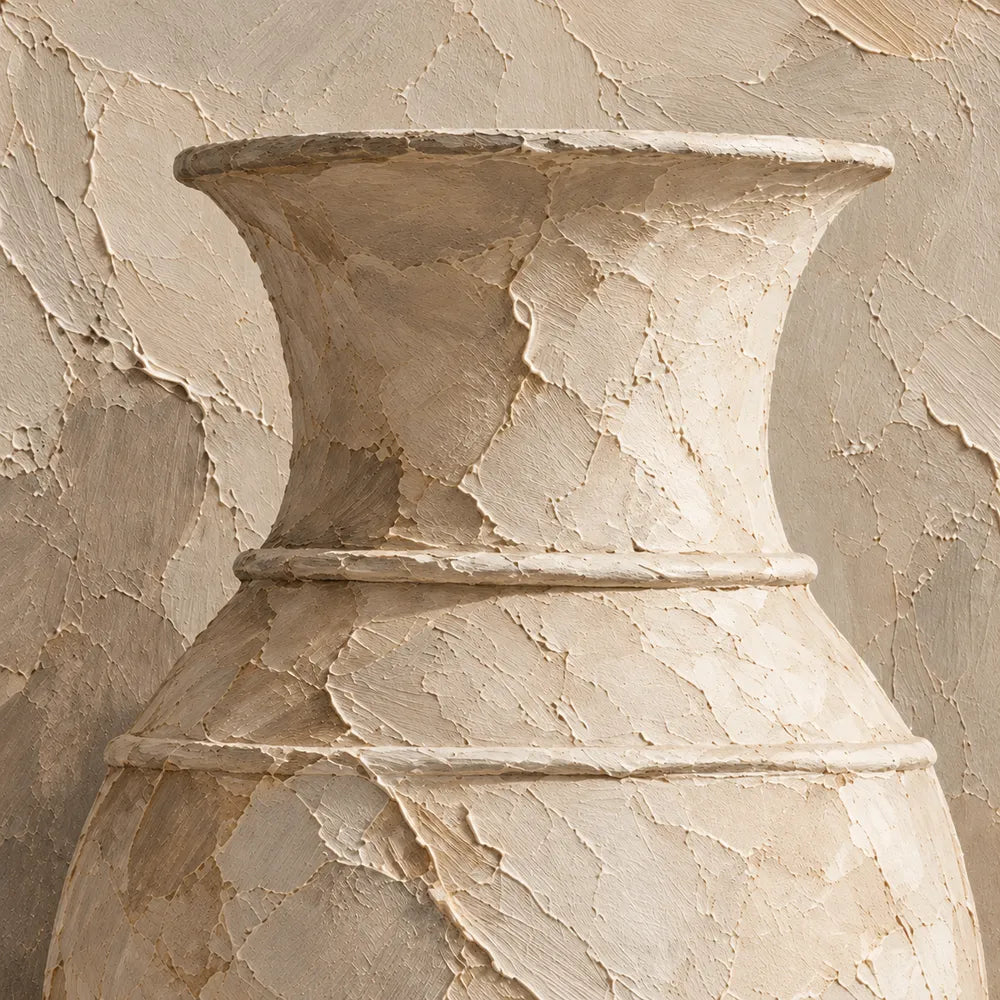 Cream Hand-Painted Oil Painting, Three Vessels on a Pale Ledge #SP4VXF23