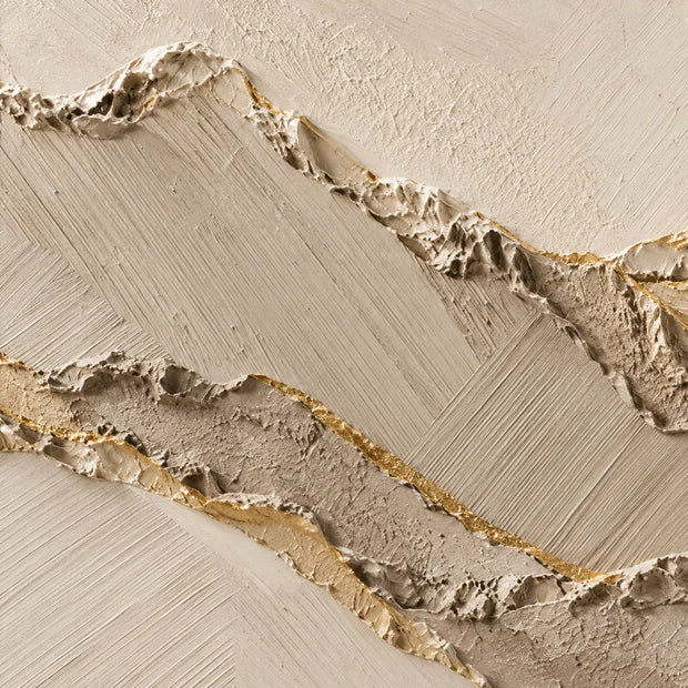 Beige and Cream Hand-Painted 3D Textured Oil Painting, Layered Ridge Abstract #29RBMCVS