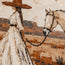 Cream & Rust Hand-Painted Oil Painting, Two Women Walking with a Horse #AROTNDU1