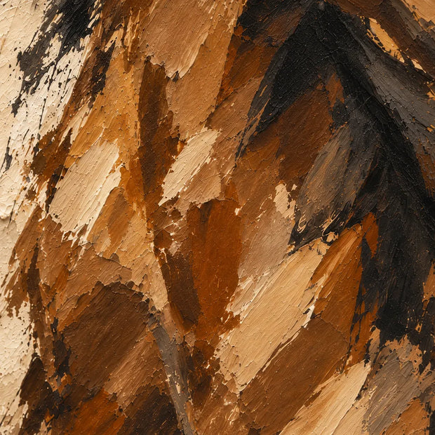 Chestnut Brown Hand-Painted Oil Painting, Expressive Horse Portrait #X4ZDTYL9