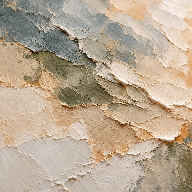 Hand-Painted Oil Painting, Cream and Ochre Layered Abstract #SSF3FUCT