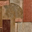 Brown and Beige Hand-Painted Oil Painting, Geometric Arches and Linear Blocks #SOT3Y088