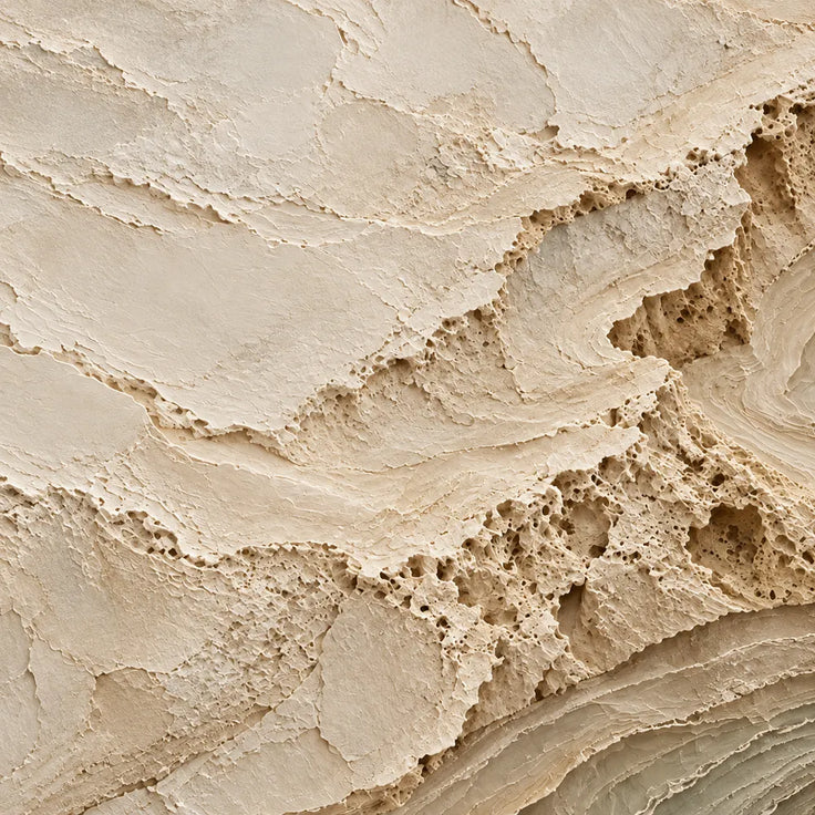 Cream and Sage Hand-Painted 3D Textured Oil Painting, Curling Contour Relief #C9QZSV3G