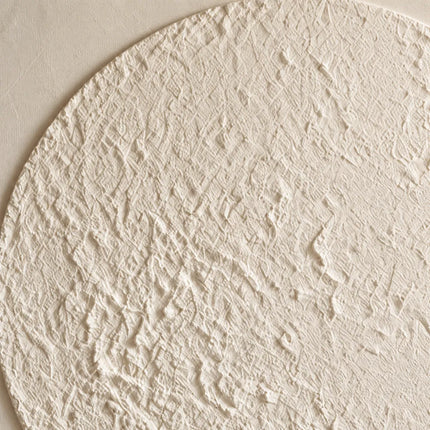 Ivory Hand-Painted 3D Textured Oil Painting, Textured Circle Abstract #GFK55X3M