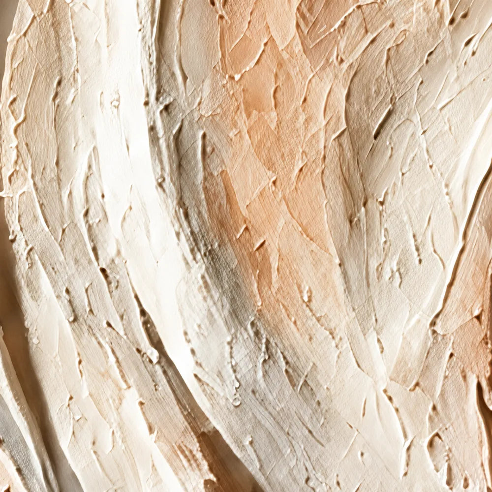 Peach Cream Hand-Painted 3D Textured Oil Painting, Sinuous Ridges Wall Art #TFAXNVHH