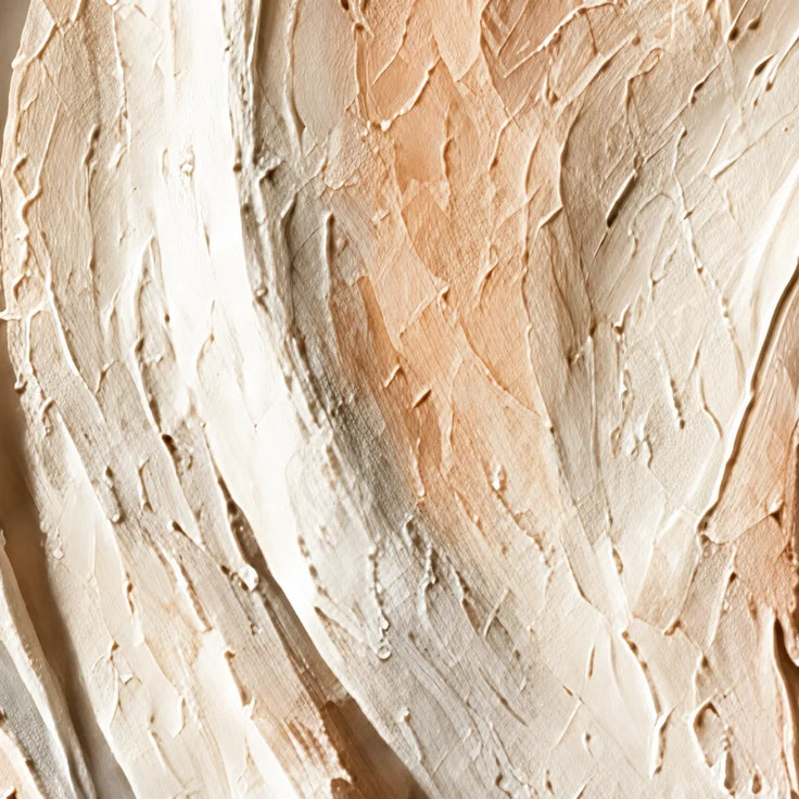 Peach Cream Hand-Painted 3D Textured Oil Painting, Sinuous Ridges Wall Art #TFAXNVHH