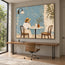 Blue Hand-Painted Oil Painting, Woman at a Cafe Table Wall Art #1IE39W18