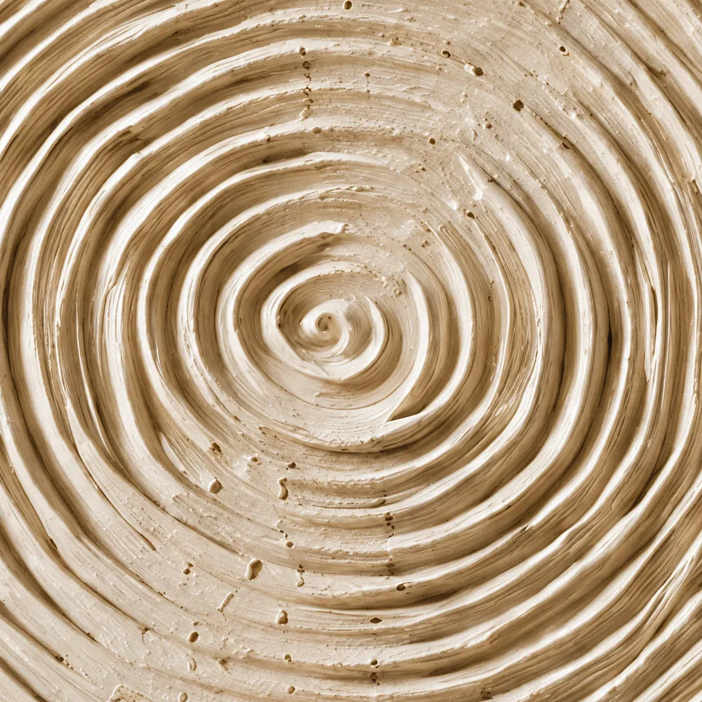 Beige Hand-Painted 3D Textured Oil Painting, Concentric Circles Wall Art #JMOPNPCU