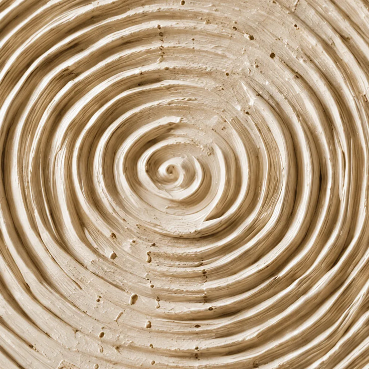 Beige Hand-Painted 3D Textured Oil Painting, Concentric Circles Wall Art #JMOPNPCU