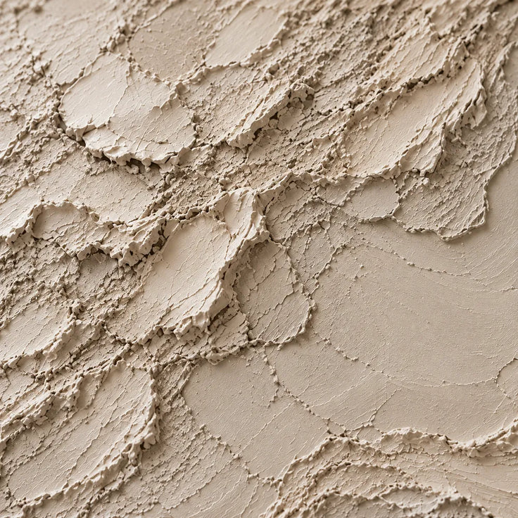 Beige Hand-Painted 3D Textured Oil Painting, Rough Layers and Combed Curves Abstract #IK9DA1WL