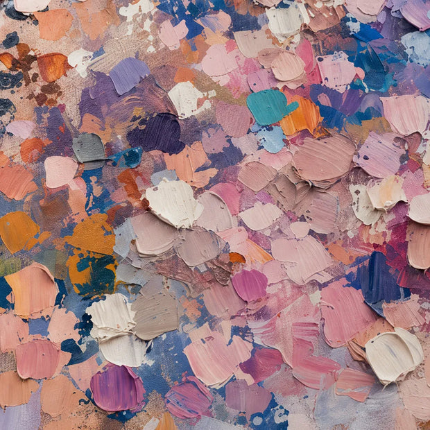 Blue and Blush Hand-Painted Oil Painting, Blue and Blush Abstract Marks #YO8L63PE
