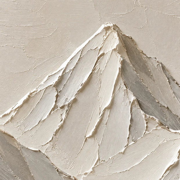 Ivory Hand-Painted 3D Textured Oil Painting, Minimal Mountain Peaks #SUBDFZDI